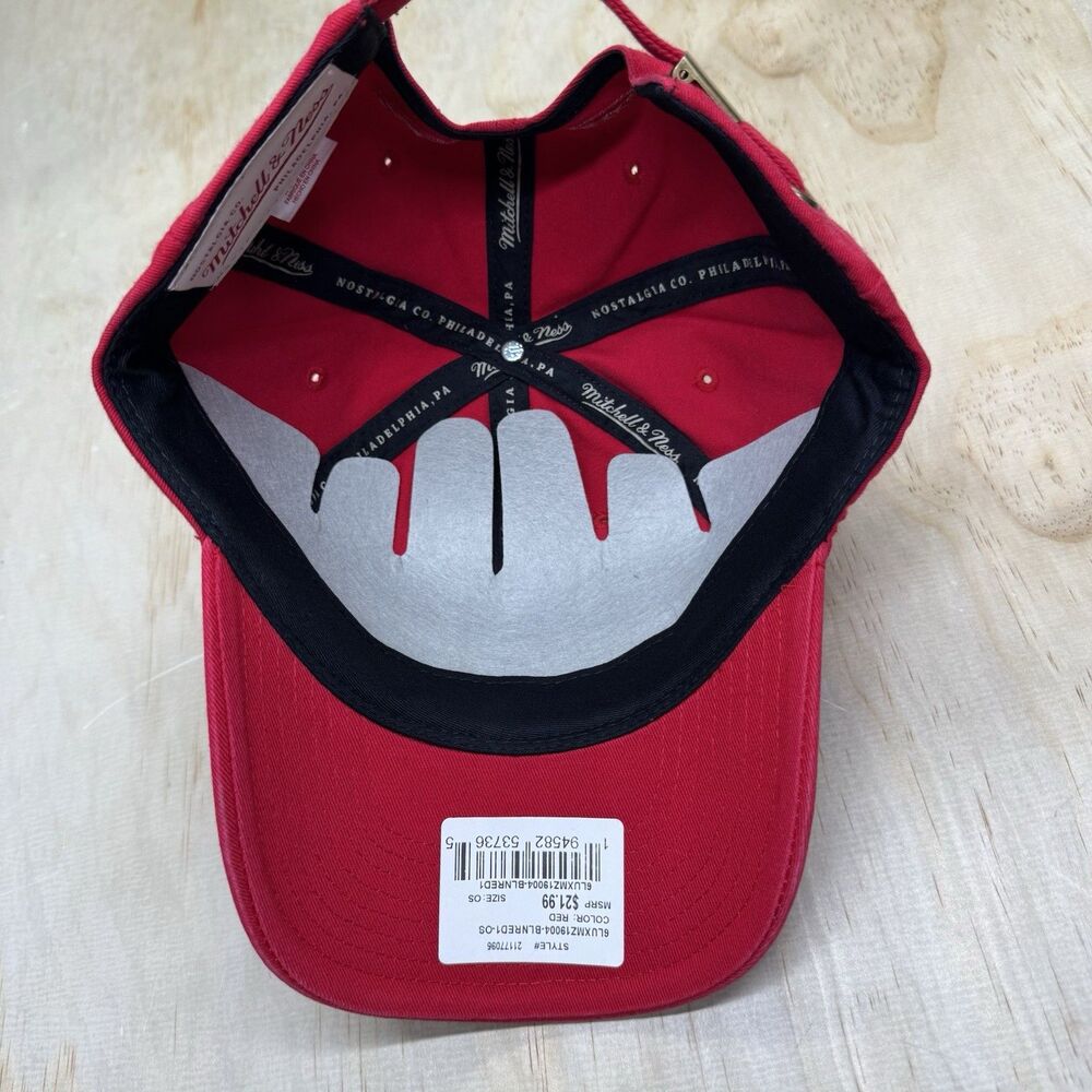New Mitchell Ness Blank Basic Dad Hat Cap Red Adj… - image 8